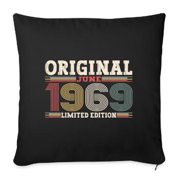 Original Juin 1969 Millésime 1969 Anniversaire 1969 - Housse de coussin décorative 45 x 45 cm - noir - Devant