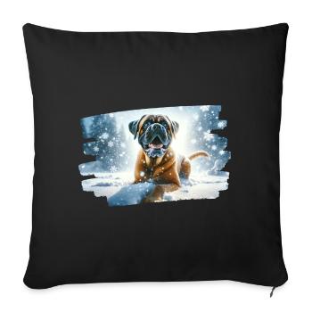 Boxer dans un paysage enneigé hivernal - Housse de coussin décorative 45 x 45 cm - noir - Devant