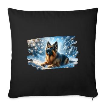 Berger allemand dans un paysage hivernal magique - Housse de coussin décorative 45 x 45 cm - noir - Devant