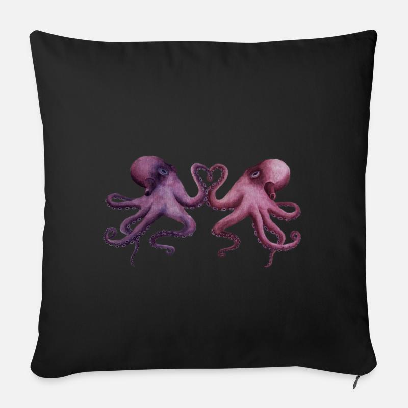 Pieuvres amoureuses de la Saint-Valentin - Housse de coussin décorative 45 x 45 cm - noir