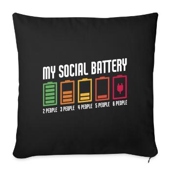 Ma batterie sociale Drôle d’introverti antisocial - Housse de coussin décorative 45 x 45 cm - noir - Devant