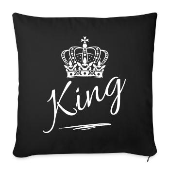 Couronne avec lettrage King White - Housse de coussin décorative 45 x 45 cm - noir - Devant