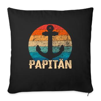 Papitän und Anker - für den besten Papa der Welt - Sofakissenbezug 45 x 45 cm - Schwarz - Vorne