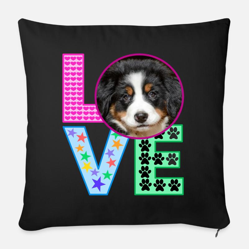 Love Dogs Hundeliebe - Sofakissenbezug 45 x 45 cm - Schwarz