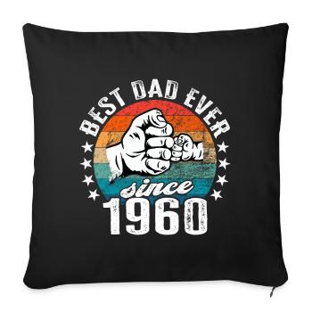 Meilleur papa du monde depuis 1960 Fête des pères - Housse de coussin décorative 45 x 45 cm - noir - Devant