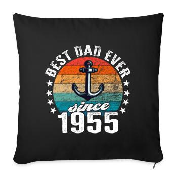 Meilleur père du monde depuis 1955 présentateur - Housse de coussin décorative 45 x 45 cm - noir - Devant
