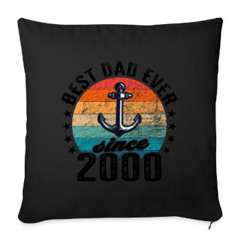 Bester Papa der Welt seit 2000 Anker - Sofakissenbezug 45 x 45 cm - Schwarz - Vorne