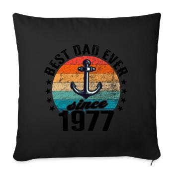 Meilleur papa du monde depuis 1977 Fête des Pères - Housse de coussin décorative 45 x 45 cm - noir - Devant