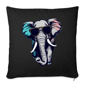 Cool Elephant - Elephant with sunglasses - Sofa pillowcase 17,3'' x 17,3'' (45 x 45 cm) - black - Front