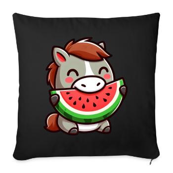 Cute Horse Watermelon Cartoon Summer Fun - Sofa pillowcase 17,3'' x 17,3'' (45 x 45 cm) - black - Front