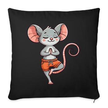 Yoga Mouse Meditation Relaxation Relax Exercise - Sofa pillowcase 17,3'' x 17,3'' (45 x 45 cm) - black - Front