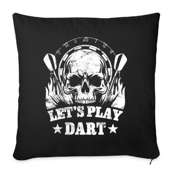 Fléchette Crâne - Let’s Play Darts - Cadeau - Housse de coussin décorative 45 x 45 cm - noir - Devant