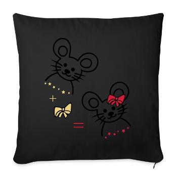 zwei niedliche Mäuse - Sofakissenbezug 45 x 45 cm - Schwarz - Vorne