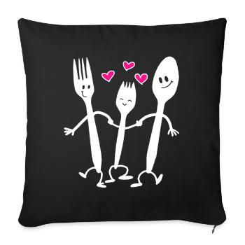 Spork Love Shirt Funny Family Reunion - Sofa pillowcase 17,3'' x 17,3'' (45 x 45 cm) - black - Front