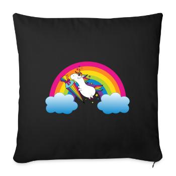 Inscription aux licornes - Housse de coussin décorative 45 x 45 cm - noir - Devant