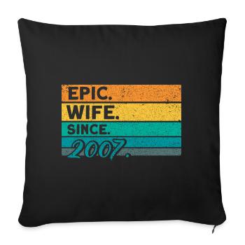15th Wedding Anniversary Couple Design 15 Years of Marriage - Sofa pillowcase 17,3'' x 17,3'' (45 x 45 cm) - black - Front