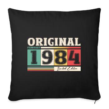 40e anniversaire mari février Vintage 1984 Original - Housse de coussin décorative 45 x 45 cm - noir - Devant