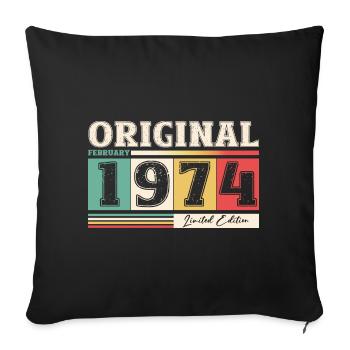 50th Birthday Husband February Vintage 1974 Original - Sofa pillowcase 17,3'' x 17,3'' (45 x 45 cm) - black - Front