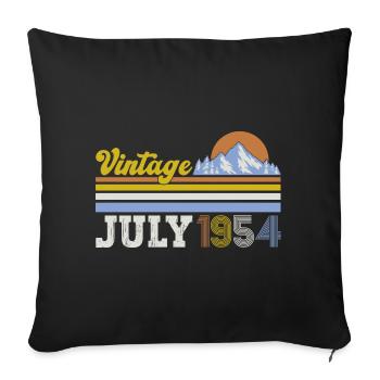 70e anniversaire Original juillet 1954 Né en 1954 - Housse de coussin décorative 45 x 45 cm - noir - Devant