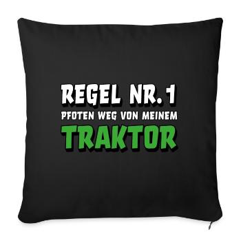 Traktor Landwirt Bauer Trecker lustiger Spruch - Sofakissenbezug 45 x 45 cm - Schwarz - Vorne