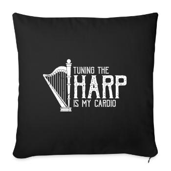 Conception de harpe pour harpiste et joueur de harpe - Housse de coussin décorative 45 x 45 cm - noir - Devant