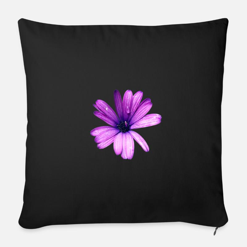 Lila Blume - Sofakissenbezug 45 x 45 cm - Schwarz