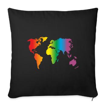 Lgbt Rainbow World, Gay Pride - Housse de coussin décorative 45 x 45 cm - noir - Devant