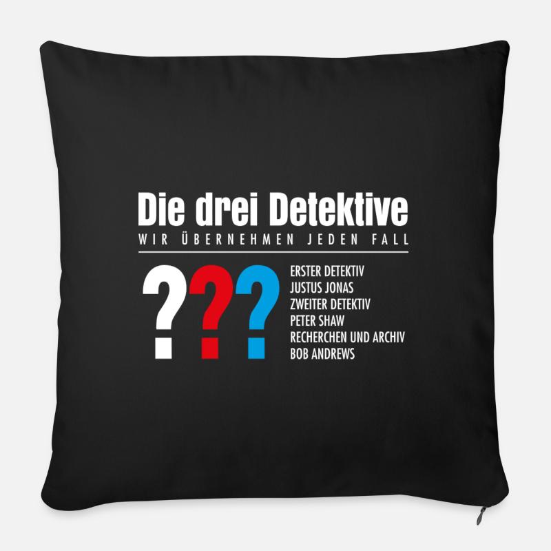 Die Drei ??? Detektive Visitenkarte - Sofakissenbezug 45 x 45 cm - Schwarz