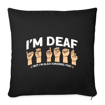 Aide auditive Langue des signes Personnes sourdes - Housse de coussin décorative 45 x 45 cm - noir - Devant