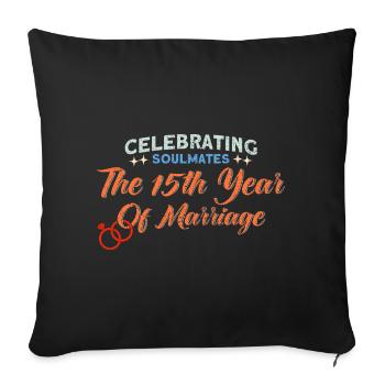 15th Wedding Anniversary Couple Design 15 Years of Marriage - Sofa pillowcase 17,3'' x 17,3'' (45 x 45 cm) - black - Front