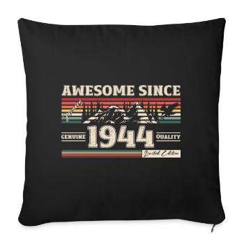 80e anniversaire génial depuis janvier Vintage 1944 - Housse de coussin décorative 45 x 45 cm - noir - Devant