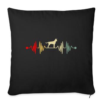 Kelpie Australian Dog rythme cardiaque rétro - Housse de coussin décorative 45 x 45 cm - noir - Devant