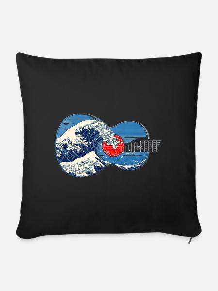 Gitarre Große Welle von Kanagawa Gitarrenspieler - Sofakissenbezug 45 x 45 cm - Schwarz