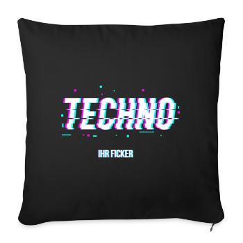 Techno - Votre de cadeau de fête rave Berlin - Housse de coussin décorative 45 x 45 cm - noir - Devant