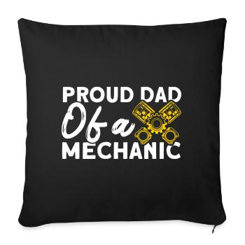 Fier Papa Père Mécanicien Père Famille - Housse de coussin décorative 45 x 45 cm - noir - Devant