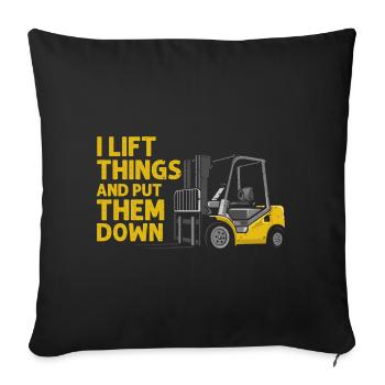 Warehouse drivers and warehouse workers for forklifts - Sofa pillowcase 17,3'' x 17,3'' (45 x 45 cm) - black - Front