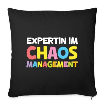 Kita Chaosmanagement Expertin Erzieherin - Sofakissenbezug 45 x 45 cm - Schwarz - Vorne