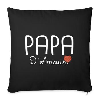 papa d amour T shirt famille - Housse de coussin décorative 45 x 45 cm - noir - Devant