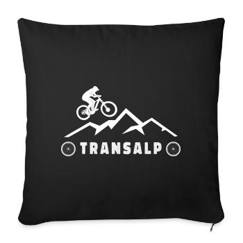 Transalp Alpenüberquerung mit Fahrrad - Sofakissenbezug 45 x 45 cm - Schwarz - Vorne