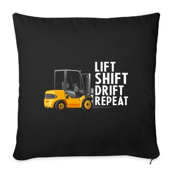 Warehouse drivers and warehouse workers for forklifts - Sofa pillowcase 17,3'' x 17,3'' (45 x 45 cm) - black - Front