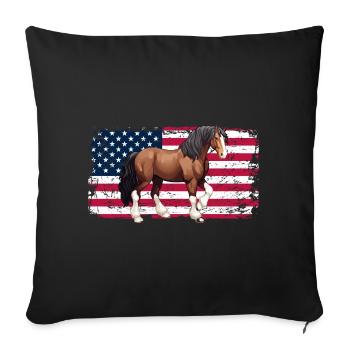 Cheval à sang froid Horse Lover Riding USA - Housse de coussin décorative 45 x 45 cm - noir - Devant