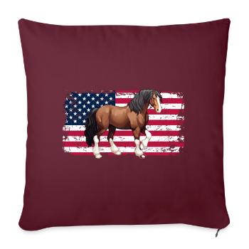 Cheval à sang froid Horse Lover Riding USA - Housse de coussin décorative 45 x 45 cm - bordeaux - Devant