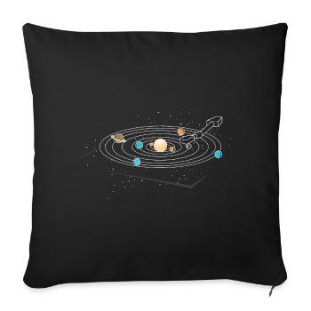 Turntable Vinyl Retro 70's 80's Planet - Sofa pillowcase 17,3'' x 17,3'' (45 x 45 cm) - black - Front