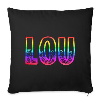 lou rs arc-en-ciel - Housse de coussin décorative 45 x 45 cm - noir - Devant