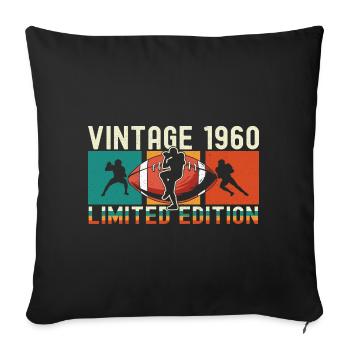 Footballs Birthday Limited Edition Vintage 1960 - Sofa pillowcase 17,3'' x 17,3'' (45 x 45 cm) - black - Front