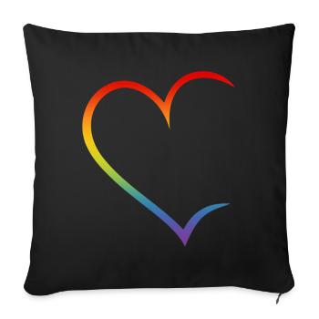 Heart open rainbow LGBT love couples - Sofa pillowcase 17,3'' x 17,3'' (45 x 45 cm) - black - Front