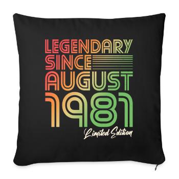 Août 1981 Anniversaire rétro vintage cadeau - Housse de coussin décorative 45 x 45 cm - noir - Devant