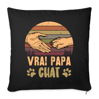 vrai papa chat - Housse de coussin décorative 45 x 45 cm - noir - Devant