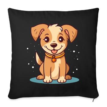 Conception de chien mignon pour les propriétaires de chiens - Housse de coussin décorative 45 x 45 cm - noir - Devant