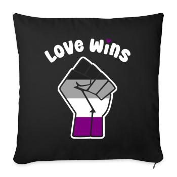 Love Wins Asexual Pride Fist Design for Equality - Sofa pillowcase 17,3'' x 17,3'' (45 x 45 cm) - black - Front